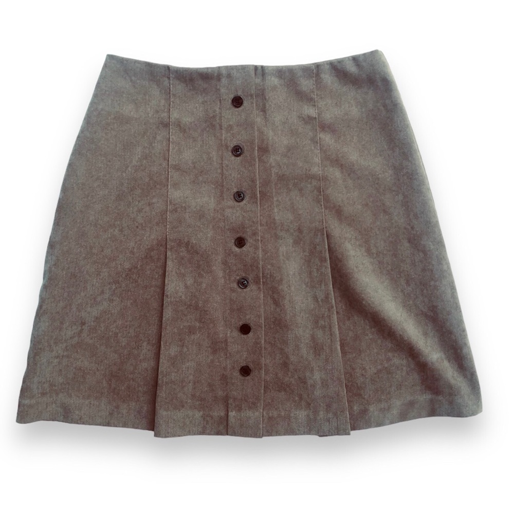 Tan Mock Button Up Miniskirt By Melon Small